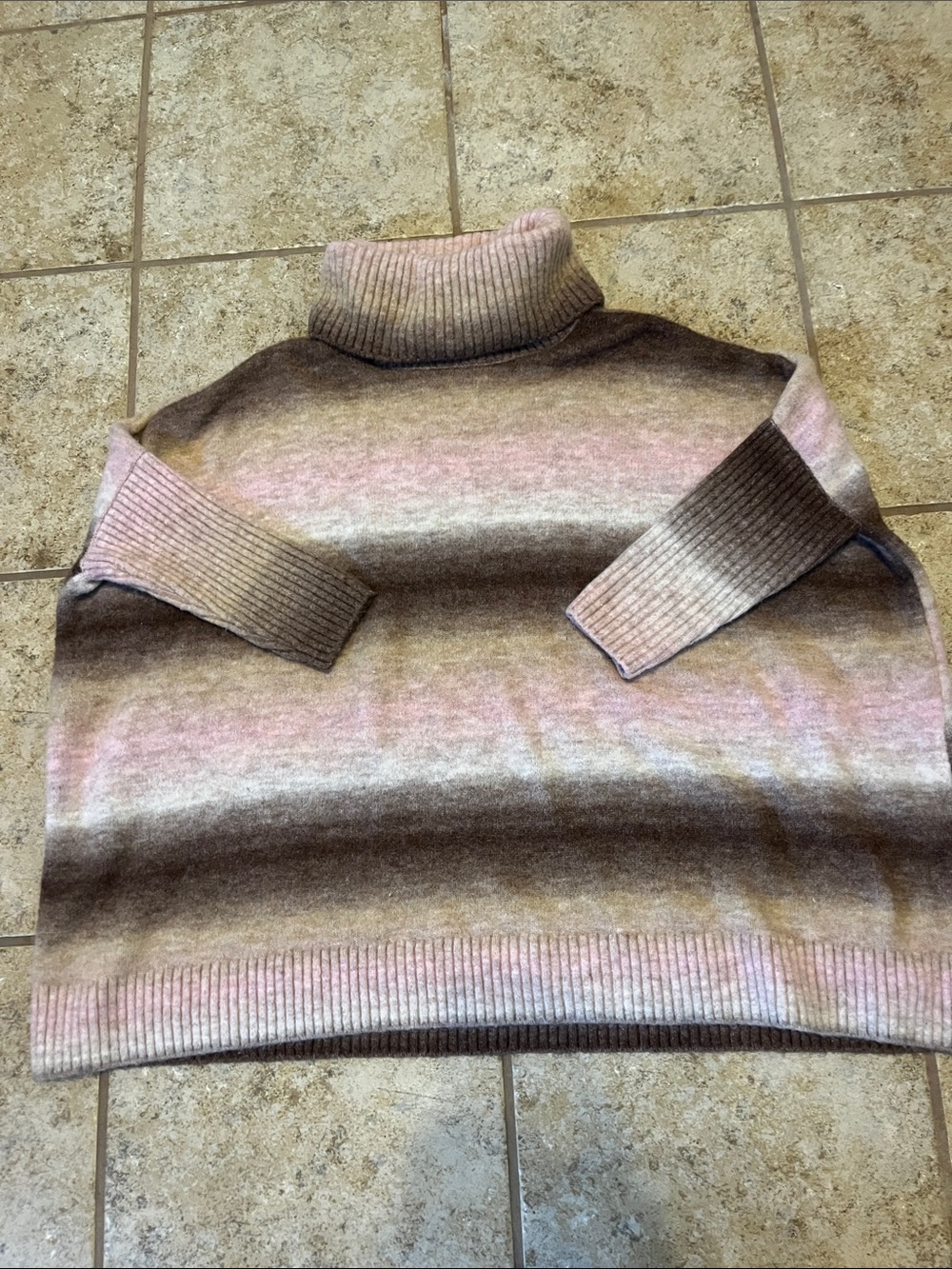 LOFT Ombre Stripe Fuzzy Turtleneck Sweater - Size Small (FA21)
